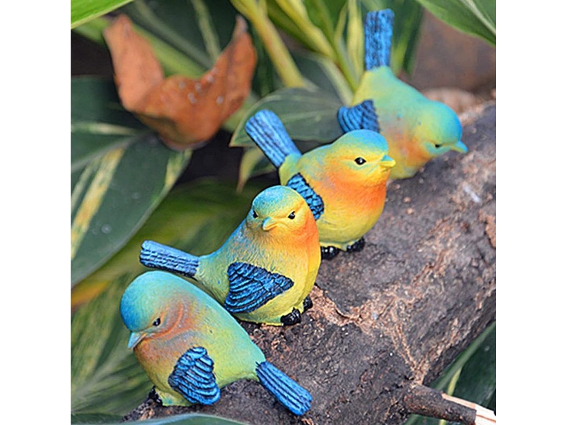 4 Peças De Figuras De Pássaros Em Resina, Decoração Rural Para Jardim Pátio, Presente Para Amantes Da Natureza
