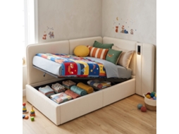 Chaise Longue 90x200 Hidráulico Sofá-cama Usb Leitura Bouclé Bege
