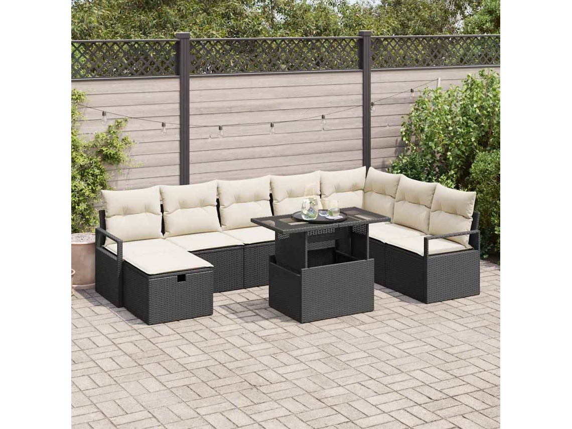 Vidaxl Conjunto De Sofá De Jardim 9 Unid. Vime Pe