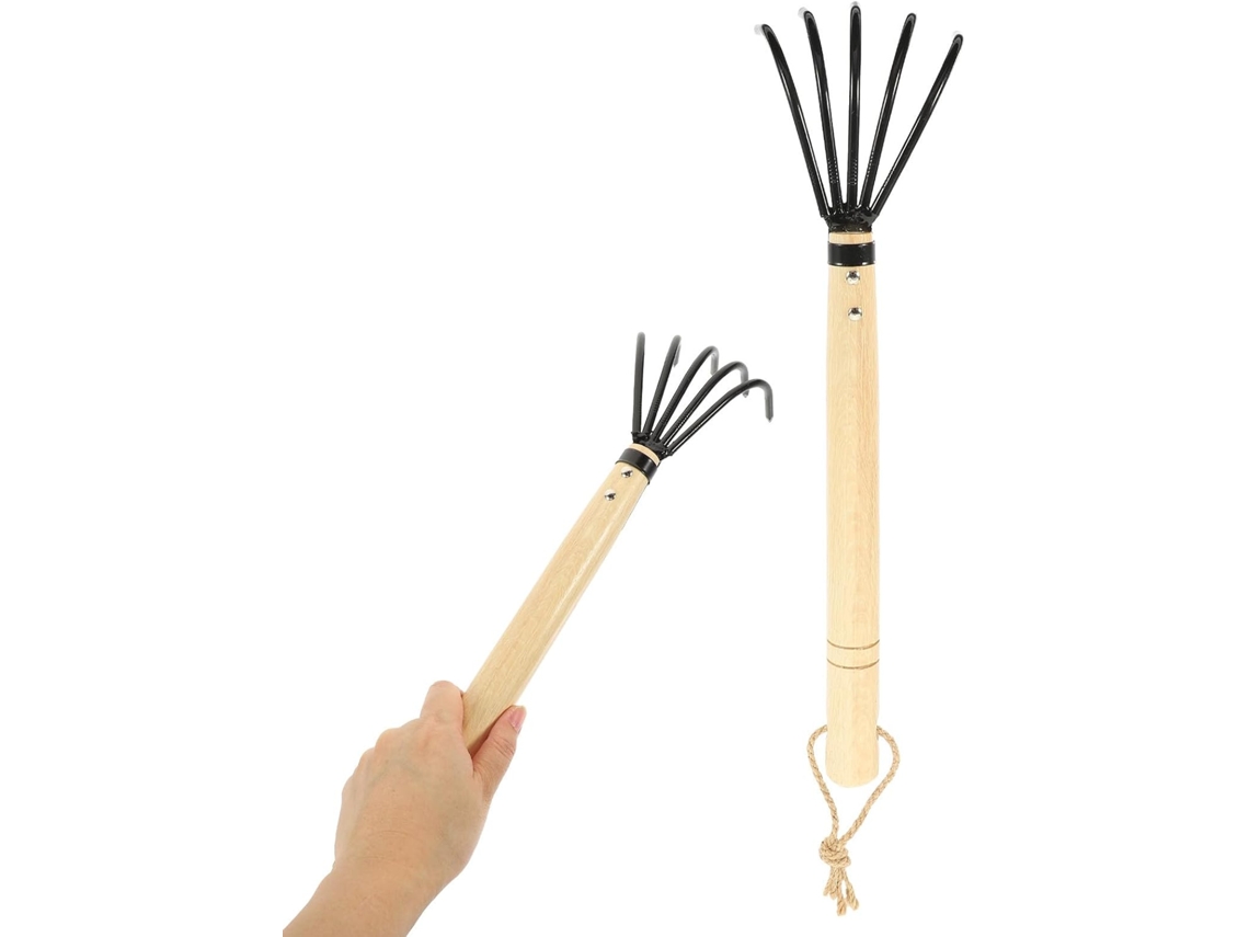 Ancinho de Mão: Ferramenta Manual Leve, Feita de Aço Carbono Médio, com 5 Dentes e Cabo de Madeira Ergonômico para CHABERLU