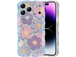 Capa Wxsp Para Iphone 17 Pro Max, Estampa Floral Retrô Colorida Com Efeito Brilhante A Laser