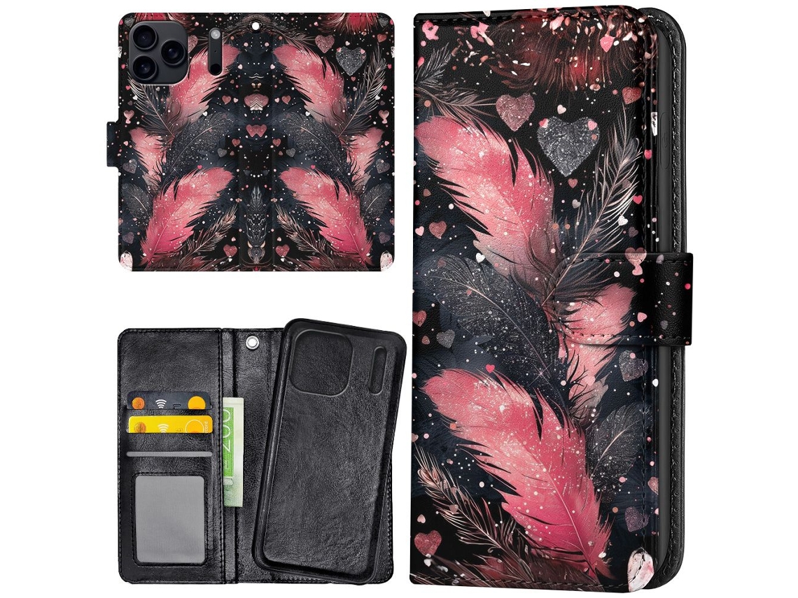 Capa Carteira Para Iphone 17 Pro Max / Capa Com Estampa De Penas