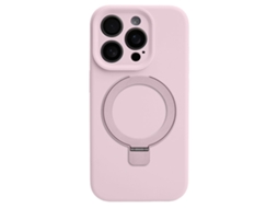 Capa Yuysan Para Iphone 16 Pro Silicone Magnetico Com Suporte Rotativo Branco