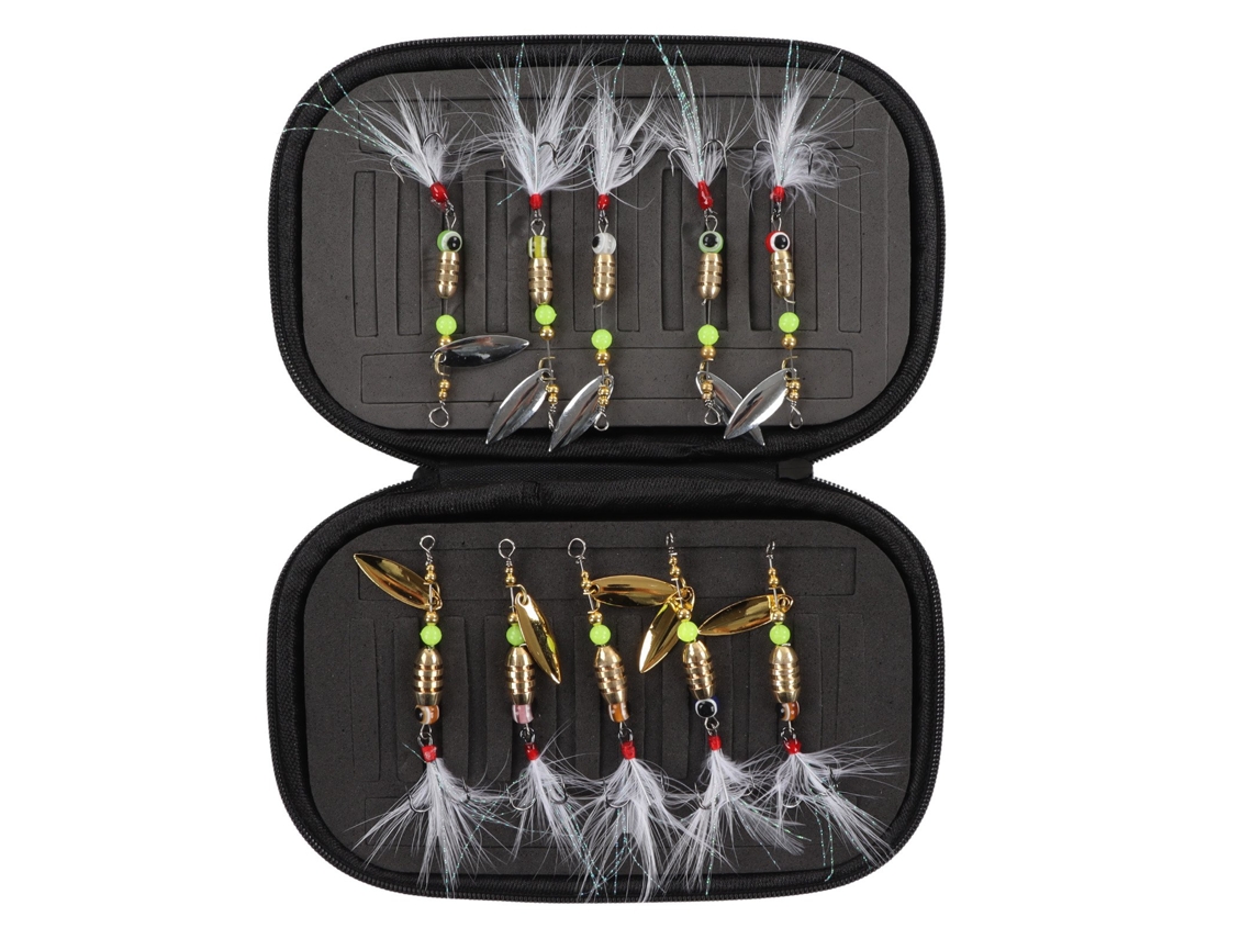 Isca de Pesca Sequin Rotativa Aço Carbono Resistente Salmoura 10pcs
