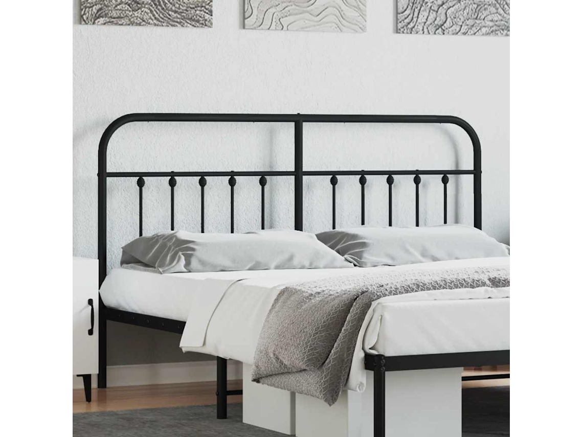 Vidaxl Cabeceira De Substituição 160 Cm Metal Preto