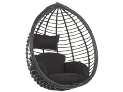 Silla Colgante Beliani Tollo De Ratán Sintético Negro 100x74x116