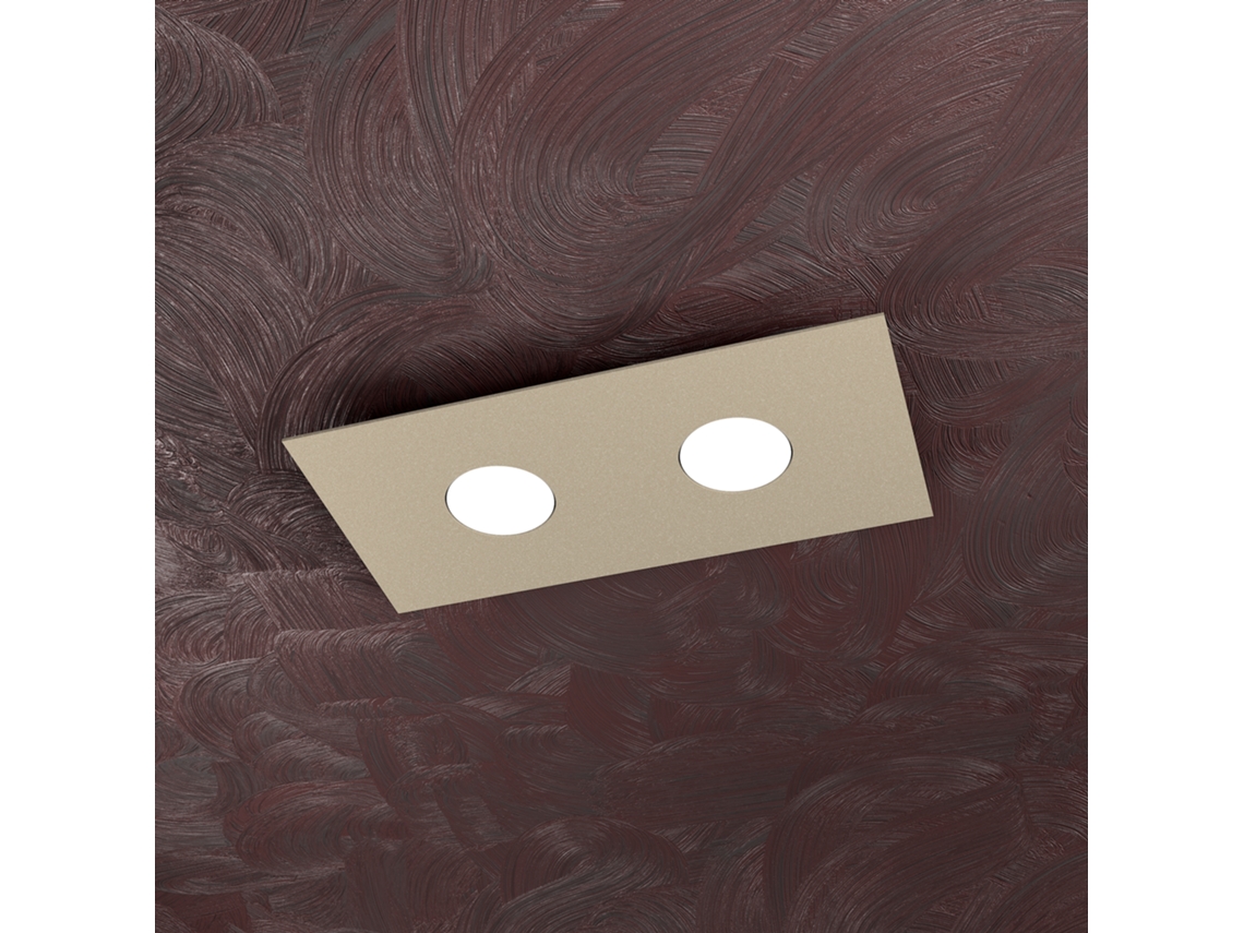 Luminária De Teto Retangular Toplight De 2 Luzes Area Com Luminária Gx53, Estrutura Cor Areia, Design Moderno 40x20x3cm Top Light