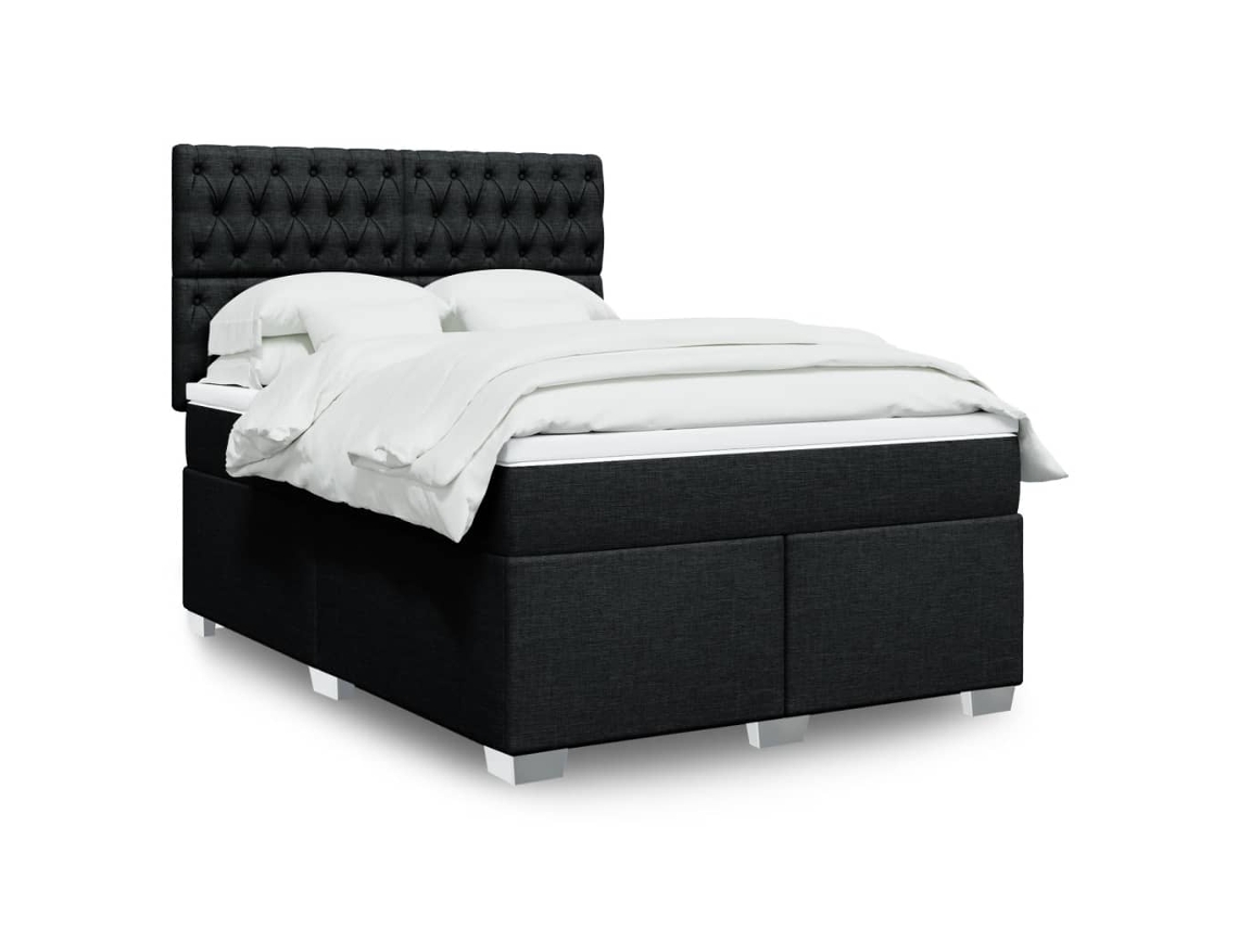 Vidaxl Cama Com Molas/colchão 140x190 Cm Tecido Preto