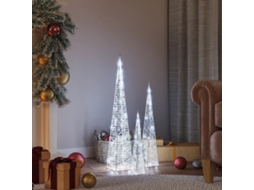 Vidaxl Conj. Cones Decorativos C/ Leds Branco Frio Acrílico 30/45/60cm