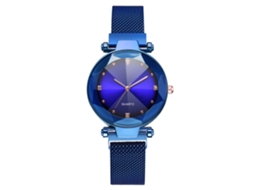 Relógio de Quartzo com Strass Pulseira de Malha Fashion para Homens e Mulheres (azul)