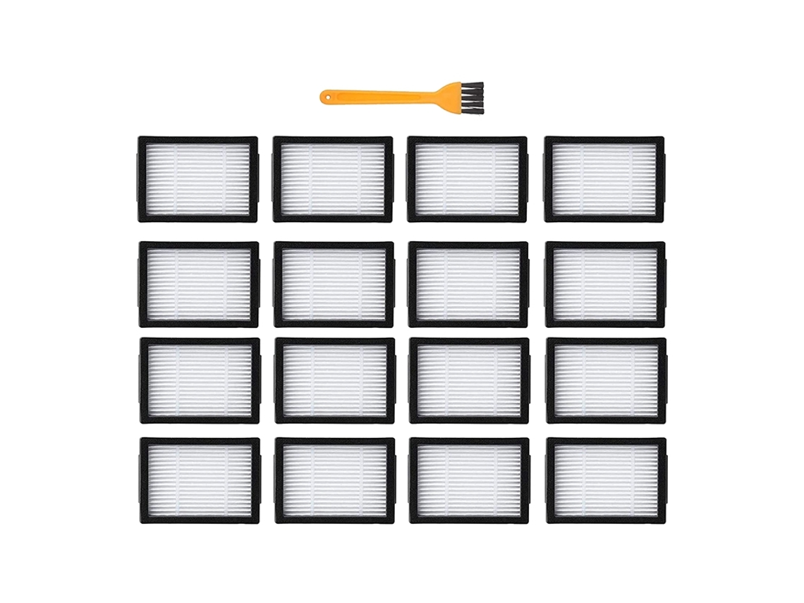 16 pacotes de filtros de substituição para Irobot Roomba I e E Series I7 I7 E5 E6 Acessórios de aspirador de pó com escova de limpeza
