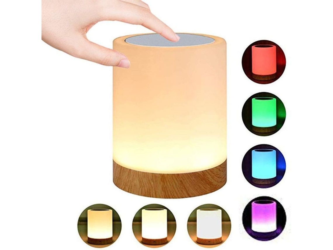 Lâmpada De Mesa De Noite Linjou Para Crianças, Recarregável, Luz Branca Quente Regulável + Mudança De Cor Rgb