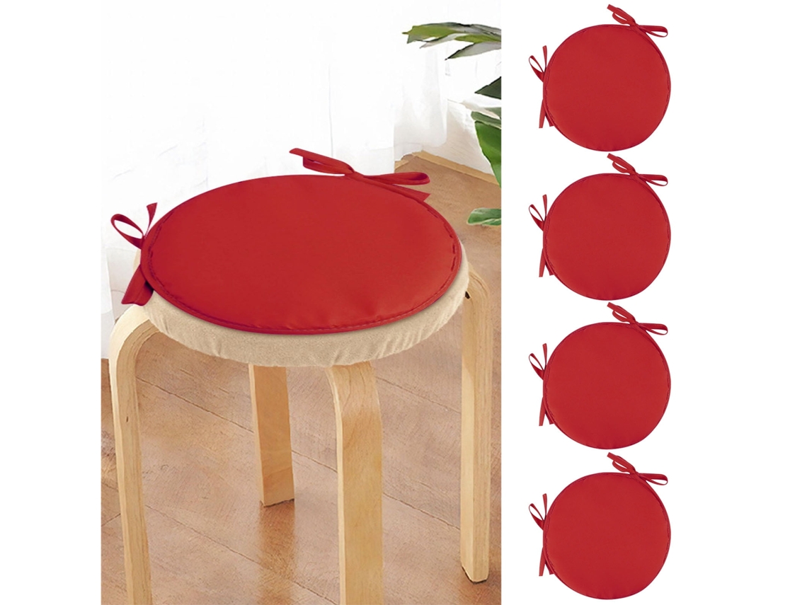Almofadas redondas vermelhas para cadeiras de jardim