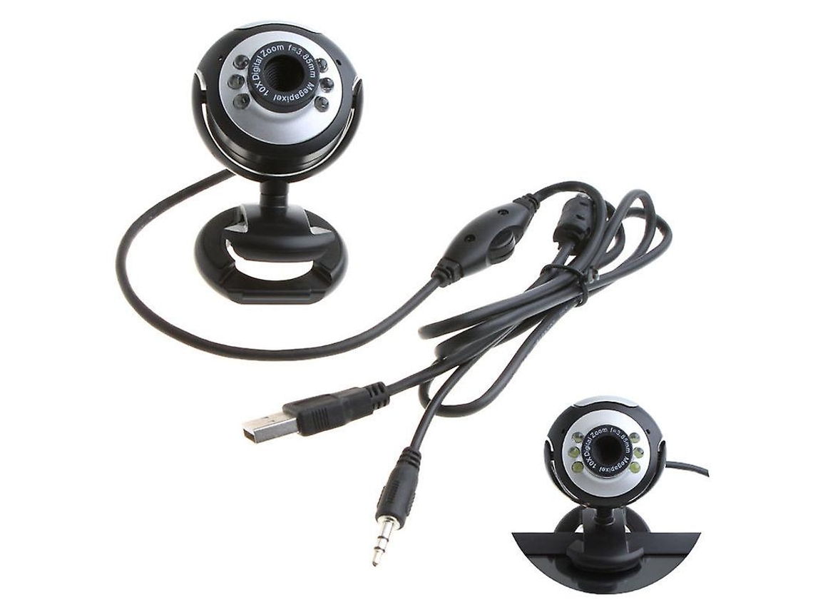 Webcam Hd Com 6 Leds Usb 2.0 E 50.0m Para Pc Com Microfone Para Computador E Pc Redondo Aquaforge