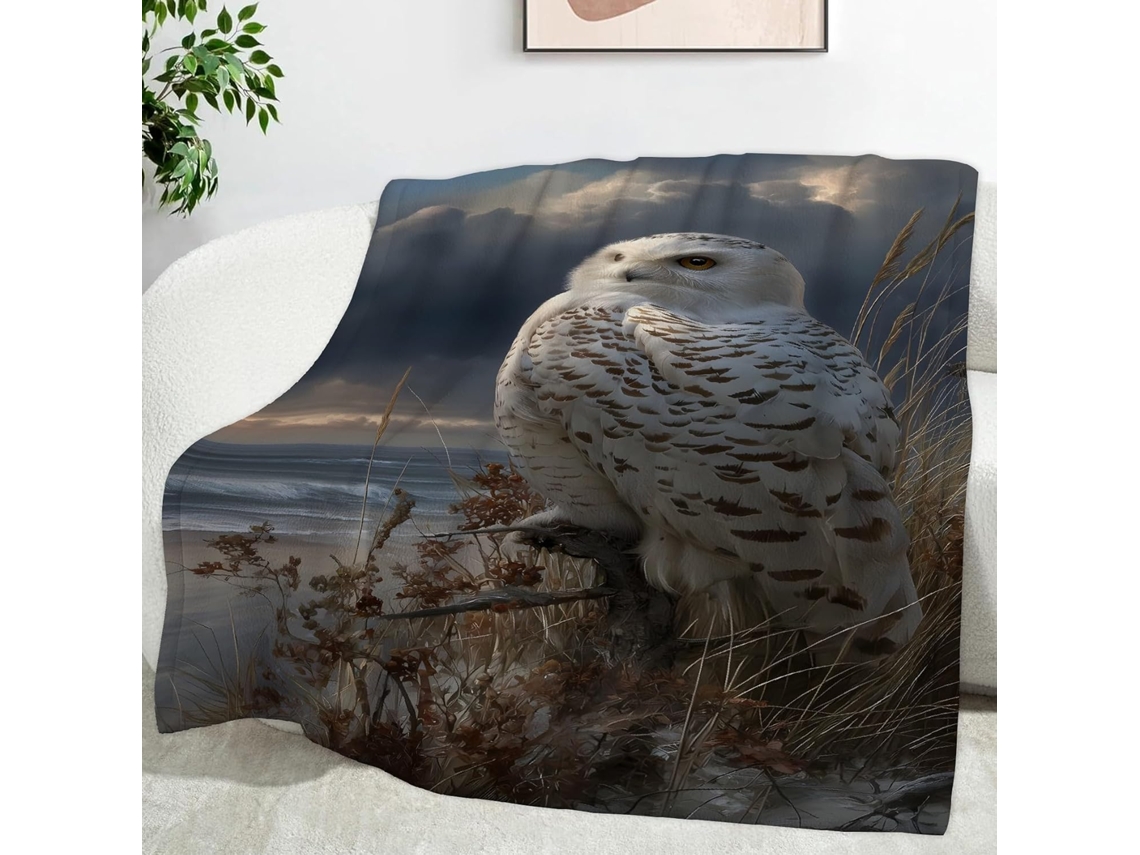 Manta Coruja Nuvens Escuras 150x200 Cm Multifuncional Macia Aconchegante em Flanela Ideal para Cama Escritório