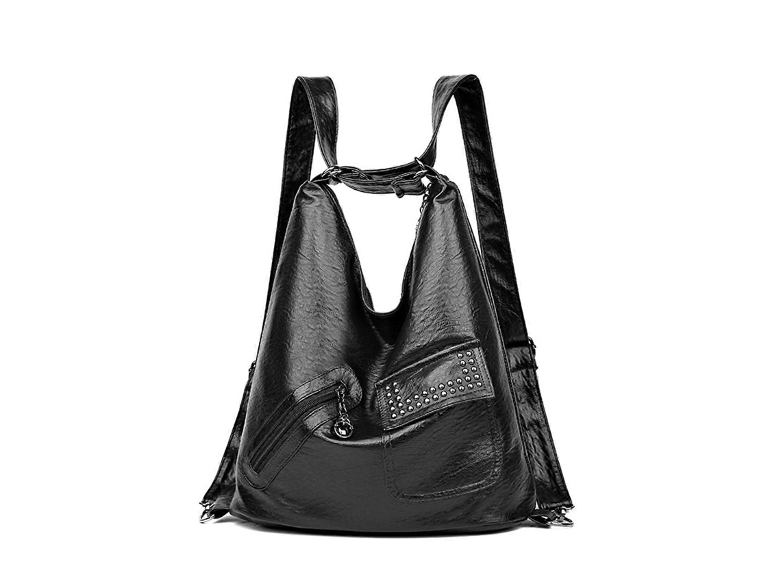 Mochila De Viagem 2024, Mochila Escolar Leve De Couro Com Grande Capacidade, Preta, Para Estudantes.
