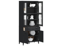 Viken Armario Alto 80x40x190 cm Madera Maciza de Pino Negro