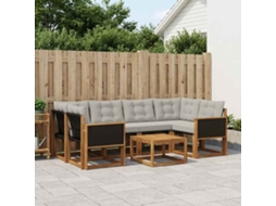 Vidaxl Conjunto De Sofás Para Exterior 7 Pcs Natural E Cinzento-claro