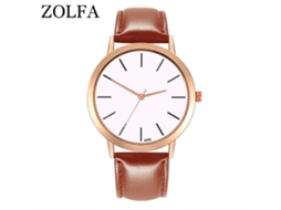 Reloj De Pulsera De Quartzo Para Hombre Y Mujer Con Dial Redondo Moda (café Claro)