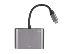Docking Station Hub 5 em 1 Type C, Vga, Hdmi 4k, Conversor Usb C | EOOCOO