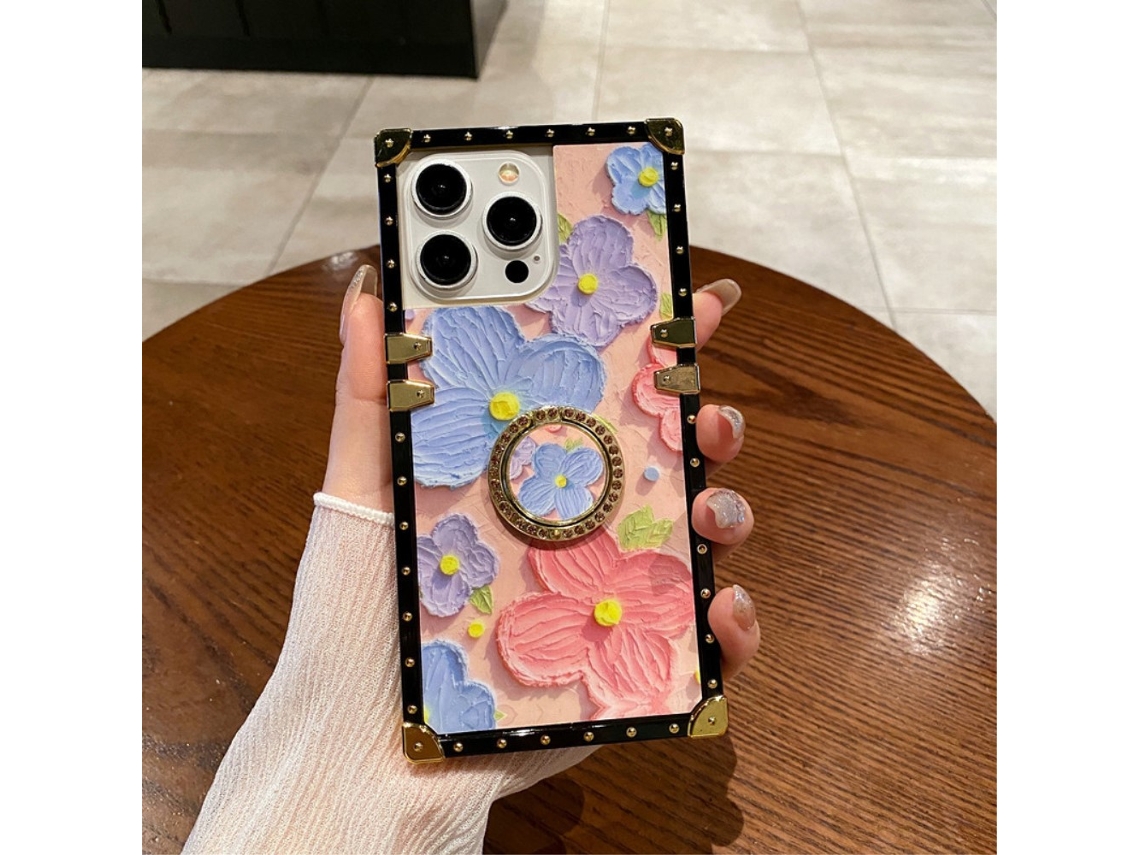 Suporte Casa Para Iphone 15 Pro Max Pele Sintética Rosa
