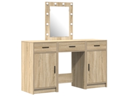 Conjunto 1 Mesa De Maquiagem Moderna Vidaxl Castanho Derivados De Madeira (50 X 41 X 135 Cm)