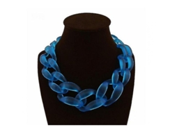 2026 collar Grosor Choker Vintage Resina Acrílico Statement Bib Cadena Colgante 45cm Azul