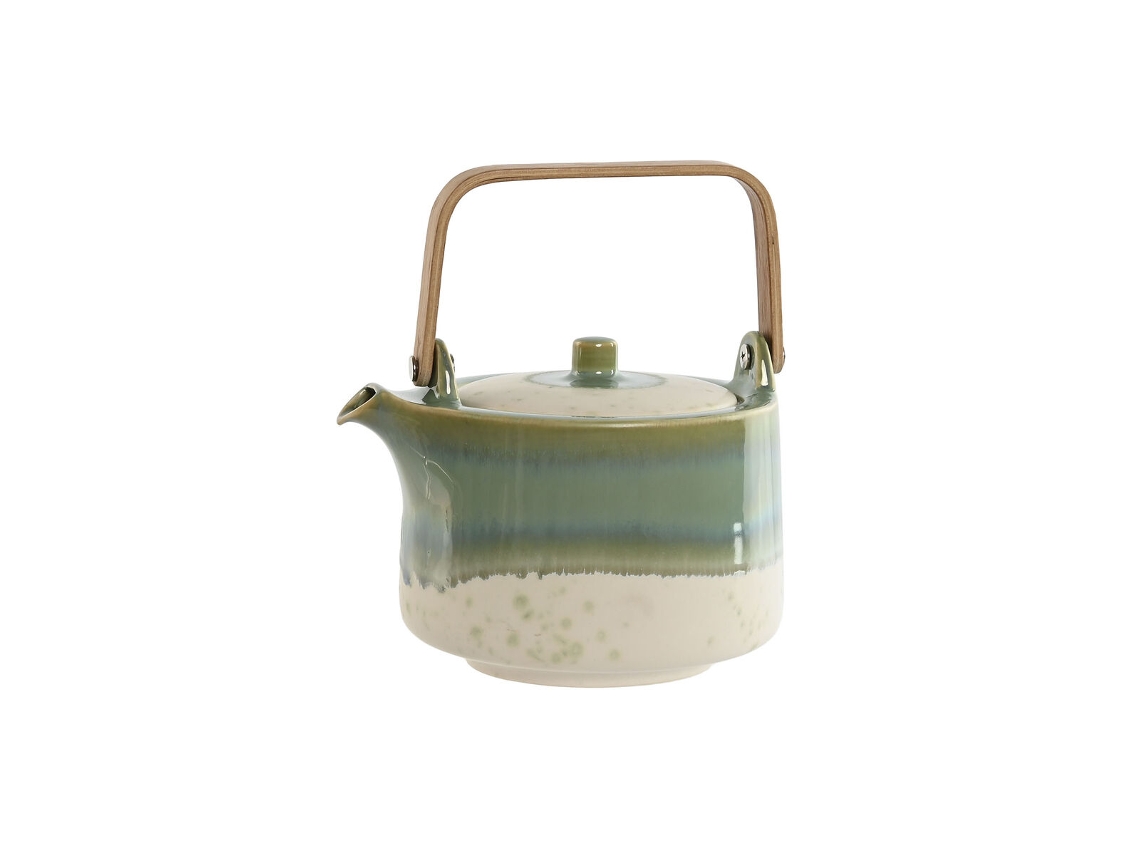 Bule Home Esprit Branco Verde Bambu Porcelana 1 L