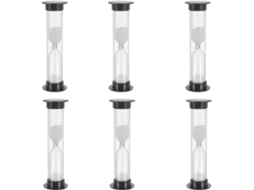 Conjunto De 6 Mini Ampulhetas Plástico Preto Galpada Duração 1 Minuto.