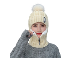 Conjunto de inverno 2026: gorro, cachecol e protetores de orelha em tricô, forro de lã, pompom e aquecedor de pescoço para homens e mulheres.