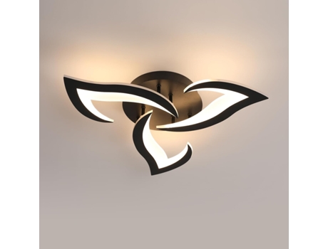Modern 36w 4000lm Flower Shape Led Ceiling Light, Warm White 3000k, Creative 3 Head Led Ceiling Light, Black Beijiyi