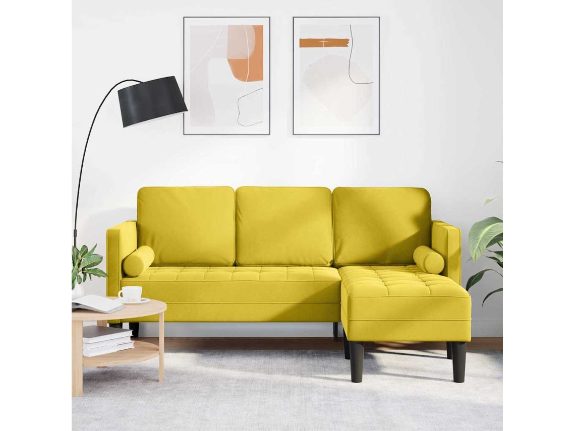 Vidaxl Conjunto De Sofás Com Almofada Amarelo Poliéster