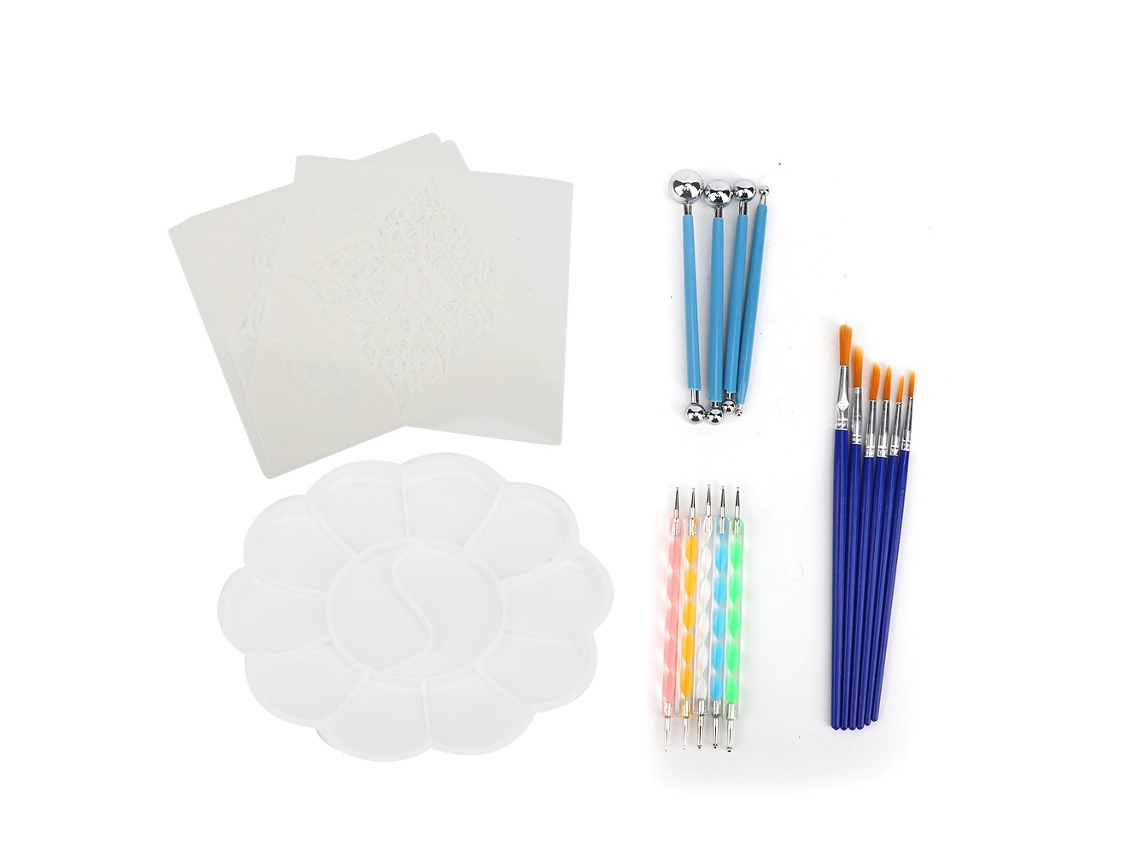 Mali kit de Ferramentas de Pintura Diy para Iniciantes 20pcs com Pincéis, Canetas de Ponto e Moldes