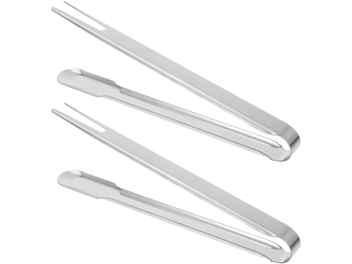Pinça Para Churrasco Uonlytech De Aço Inoxidável Com Garfo Integrado, Design De Duas Cabeças, Multifuncional E Fácil De