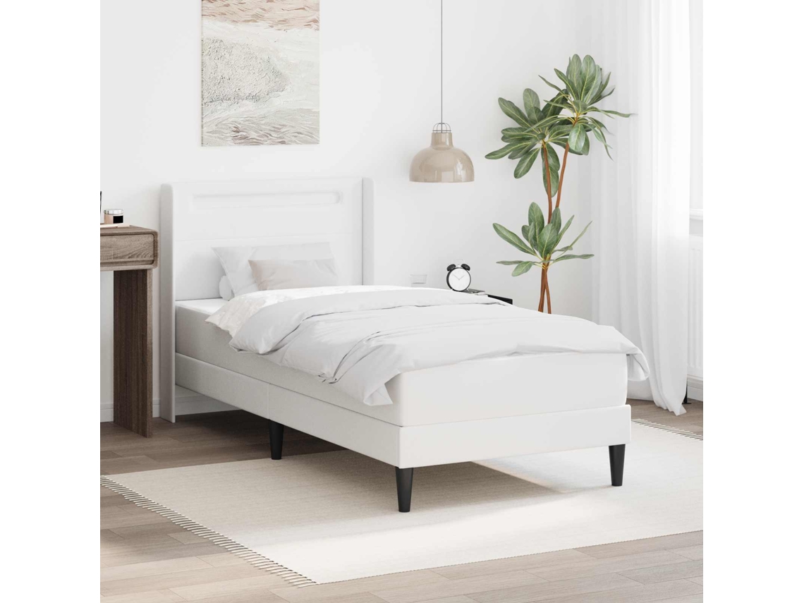 Vidaxl Estrutura De Cama Com Colchão Branco 90 X 200 Cm