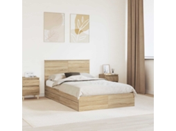 Vidaxl Cama Com Armazenamento Com Gaveta Carvalho Sonoma 135 X 190 Cm