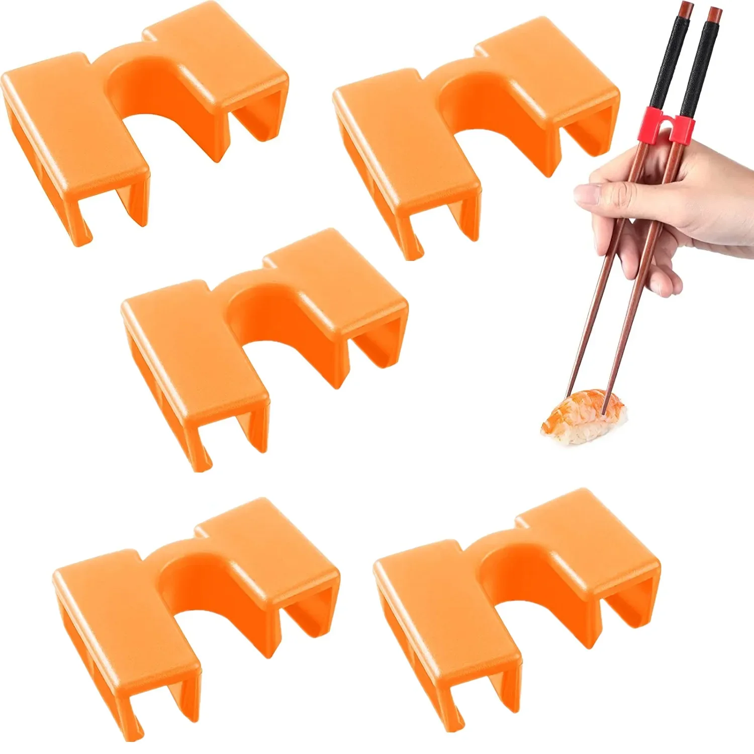 Pacote com 5 Colheres Auxiliares Reutilizáveis com Conectores para Colheres MDUG (laranja)