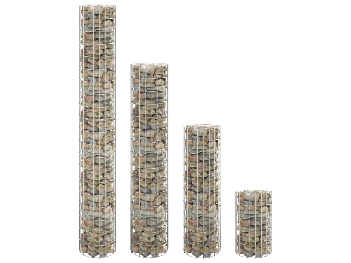 Vidaxl Canteiro Elevado/cesto Gabião 4 Pcs Ø30x50/100/150/200 Cm