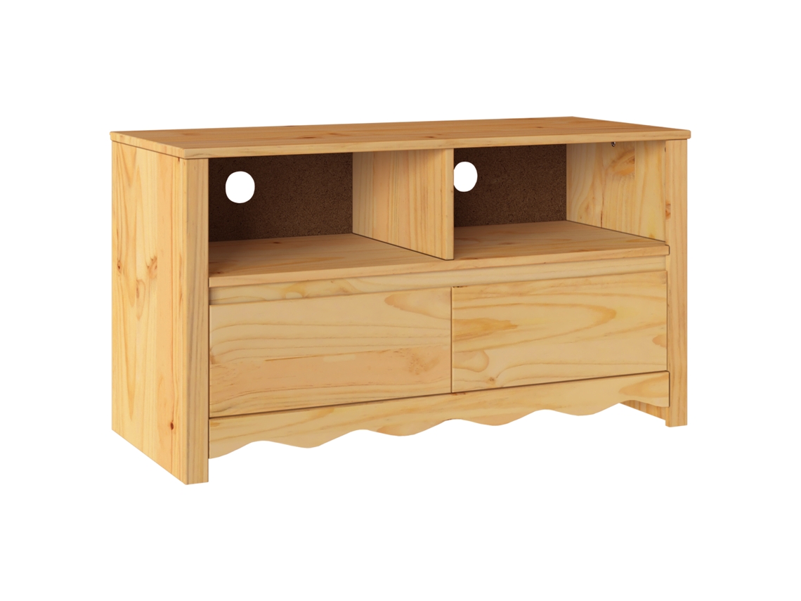 Conjunto 1 Gabinete Para Tv Vidaxl Castanho Madeira De Pinho Maciça (99 X 43 X 55 Cm)
