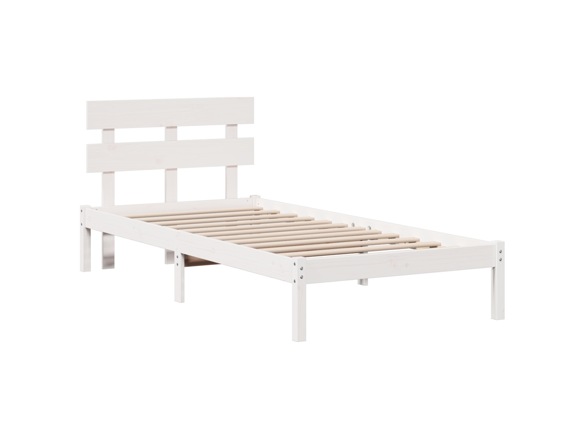 Conjunto 1 Estrutura Da Cama Vidaxl Branco Madeira De Pinho Maciça (90 X 200 Cm)