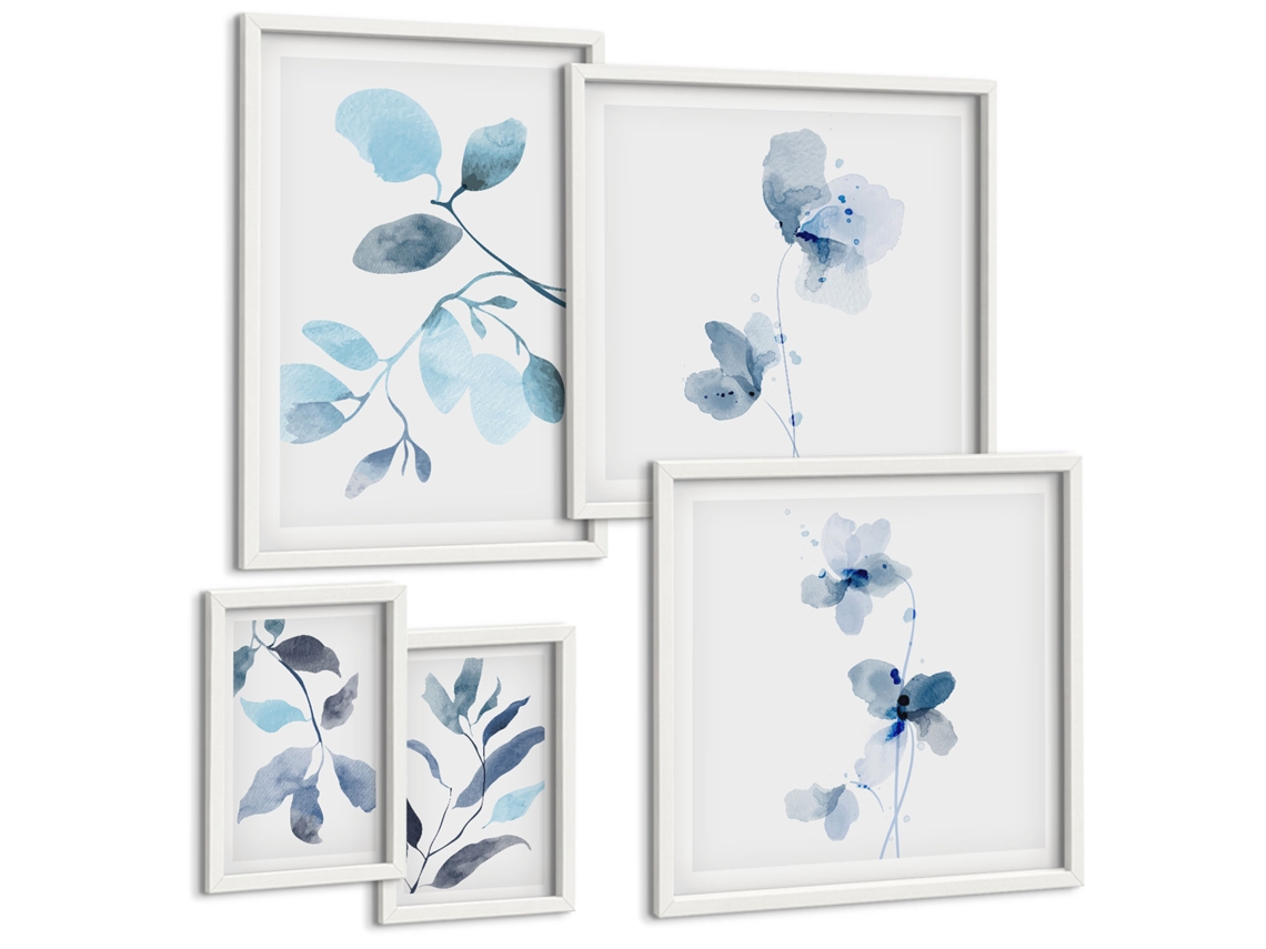 Conjunto De Pinturas Acentos Vegetais Azuis Espelharte (5 Peças)