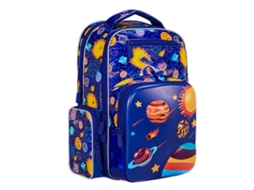 Mochila Escolar Para Niños Y Niñas Azul S Con Tecnología 3d De Compresión Sin Presión Y Múltiples Compartimentos