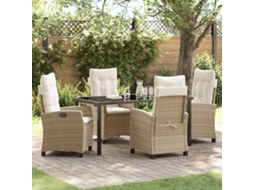 Vidaxl Conjunto de Jantar para Jardim com Almofada 5 Pcs Bege Vime Pe