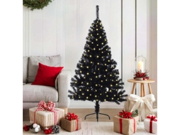 Vidaxl Árvore De Natal Artificial Pré-iluminada Preto 150 Cm Pvc