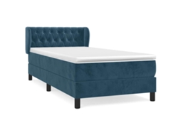 Conjunto 1 Cama Box Spring Vidaxl Azul Veludo (203 X 103 X 88 Cm)