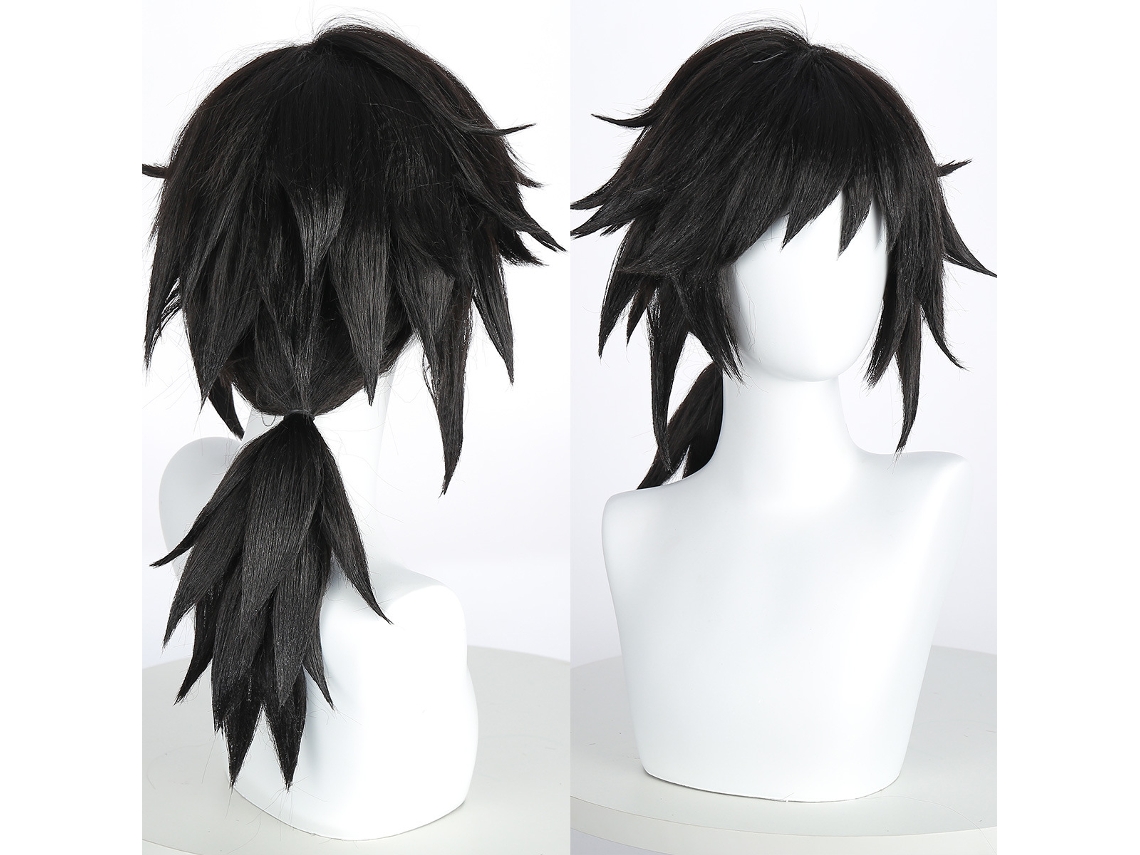 Peruca De Cosplay Preta Espiculada Com Rabo De Cavalo Baixo, Ideal Para Personagens De Anime, Festas, Convenções E Eventos Temáticos