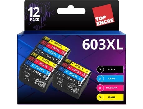 Cartuchos De Tinta Topencre 603xl Pacote De 12 Alta Capacidade Cores Vibrantes Compatível Com Epson