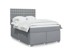 Vidaxl Cama Com Molas/colchão 160x200 Cm Tecido Cinzento-claro