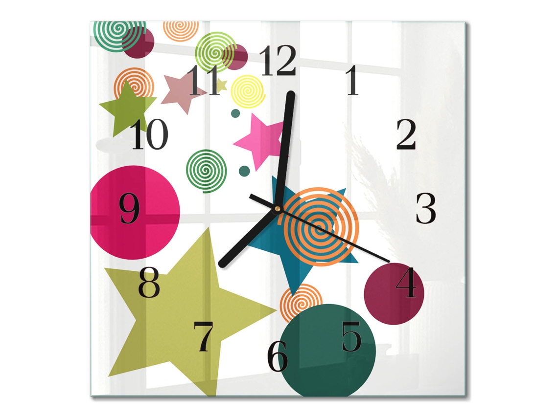 Relógio De Parede De Vidro Multicor Espelharte (30x30 Cm)