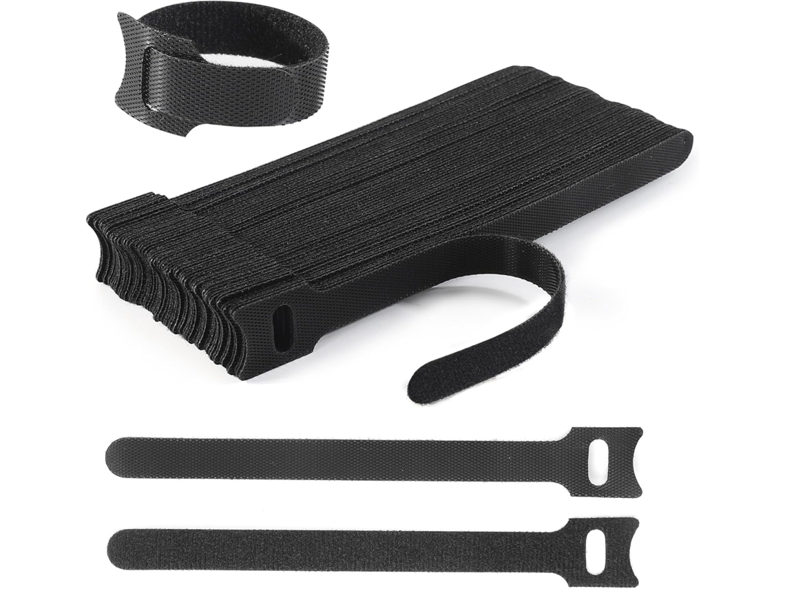 - Abraçadeiras De Nylon Reutilizáveis, 60 Unidades, Tiras Ajustáveis De 20 Cm (8 Polegadas)